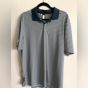 Gently Used Mens Adidas Golf Shirt - Blue/Grey Stripe Sz L